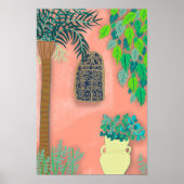 Marokkaanse tuinroze muurpalmboom poster (Voorkant)