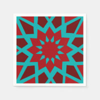 Marokkaanse Turquoise En Rode Papieren Servetten