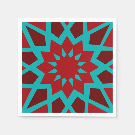 Marokkaanse Turquoise En Rode Papieren Servetten (Voorkant)