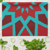 Marokkaanse Turquoise En Rode Patroon Keukenhanddo Theedoek (Gevouwen)