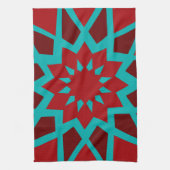 Marokkaanse Turquoise En Rode Patroon Keukenhanddo Theedoek (Verticaal)