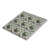 Marokkaanse turquoise mandala geïnspireerd tegeltje (Zijkant)