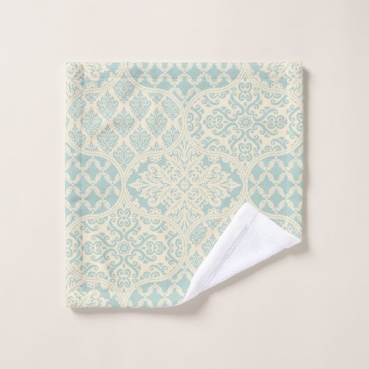 Marokkaanse uienpatroon in gletsjer blauw en crème bad handdoek (Wasdoekje)