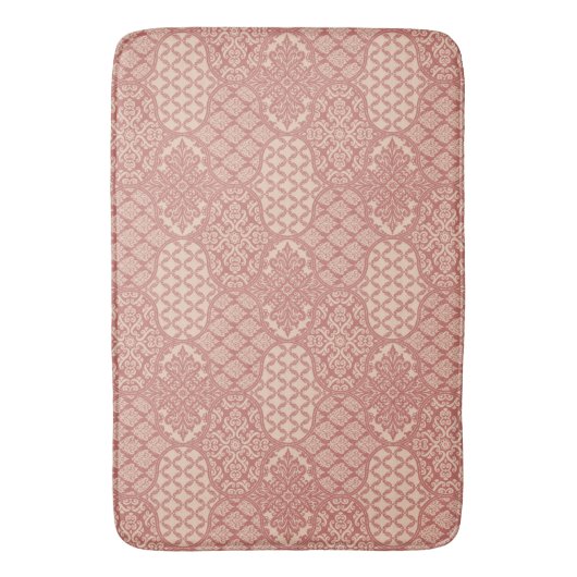 Marokkaanse uienpatroon in Terra-Cotta en linnen Badmat (Voorkant Verticaal)