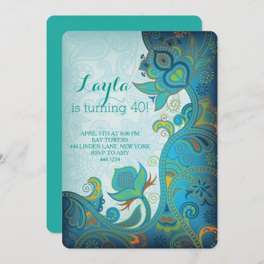 Marokkaanse uitnodiging van 40e 30e verjaardag (Voorkant / Achterkant)