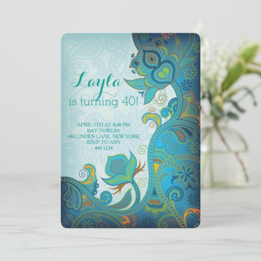 Marokkaanse uitnodiging van 40e 30e verjaardag (Staand voorkant)