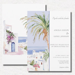 Marokkaanse Village Waterverf Elegance Wedding Kaart