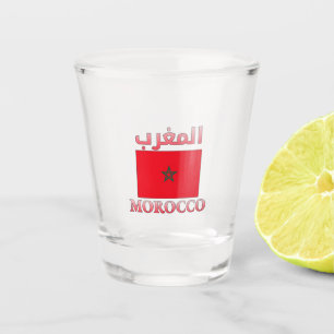 Marokkaanse vlag ا م ر ب Arabisch en Engels WordAr Shot Glas
