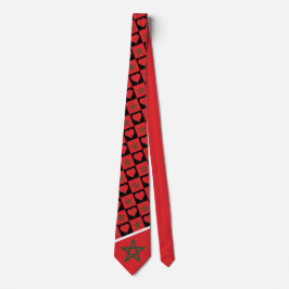 Marokkaanse vlag- en hartpatroon Marokkaanse trots Stropdas