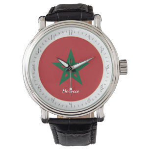Marokkaanse vlag en Marokkaanse mode, Arabisch num Horloge