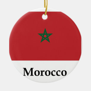 Marokkaanse vlag en naam keramisch ornament