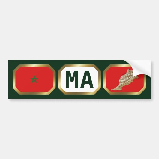 Marokkaanse Vlag Landkaart Code Bumpersticker (Voorkant)