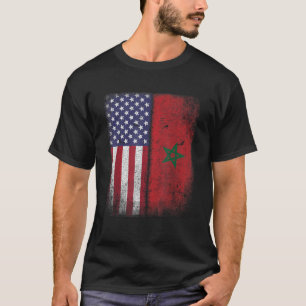 Marokkaanse vlag Marokko Verenigde Staten Amerikaa T-shirt