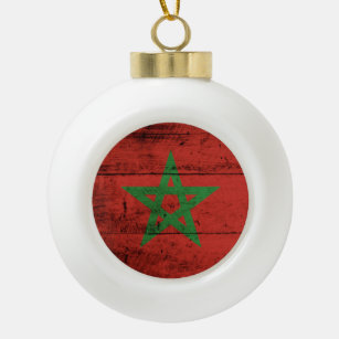 Marokkaanse vlag op oude houten graan keramische bal ornament