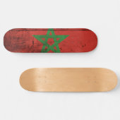 Marokkaanse vlag op oude houten graan persoonlijk skateboard (Horizontaal)