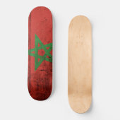 Marokkaanse vlag op oude houten graan persoonlijk skateboard (Voorkant)