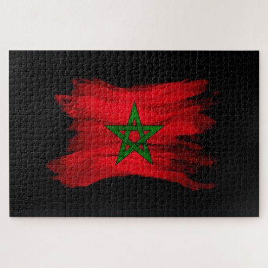 Marokkaanse vlag, penseelstreek, nationale vlag legpuzzel (Horizontaal)