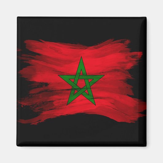 Marokkaanse vlag, penseelstreek, nationale vlag magneet (Voorkant)