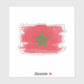 Marokkaanse vlag, penseelstreek, nationale vlag sticker (Vel)