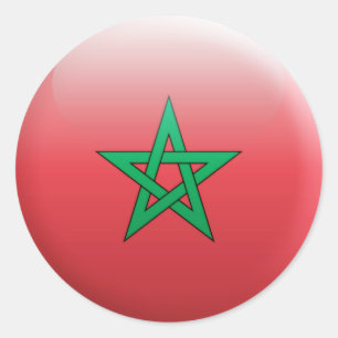 Marokkaanse vlag ronde sticker
