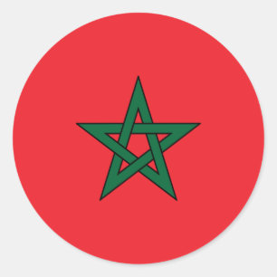 Marokkaanse Vlag Rood Groene Ster Ronde Sticker
