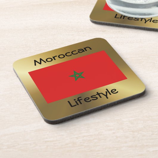 Marokkaanse vlag + tekst Onderzetter (Linkerzijde)
