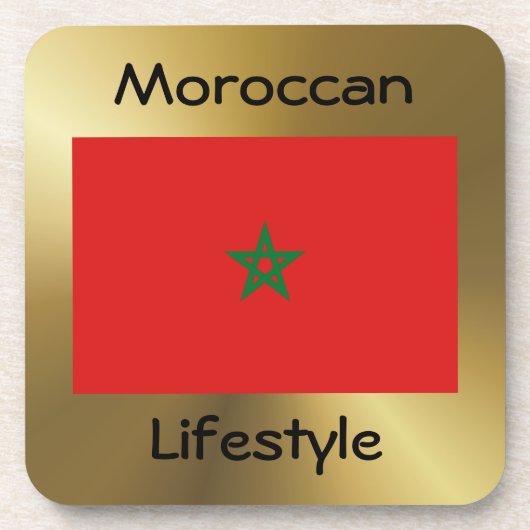 Marokkaanse vlag + tekst Onderzetter (Voorkant)