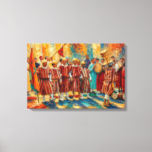 Marokkaanse volksmuzikanten olieverfschilderij can canvas afdruk
