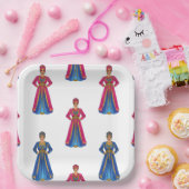 Marokkaanse vrouw in traditioneel kledingpatroon papieren bordje (Feest)