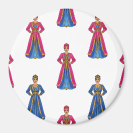 Marokkaanse vrouw in traditioneel kleedpatroon magneet