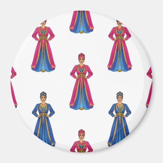 Marokkaanse vrouw in traditioneel kleedpatroon magneet (Voorkant)