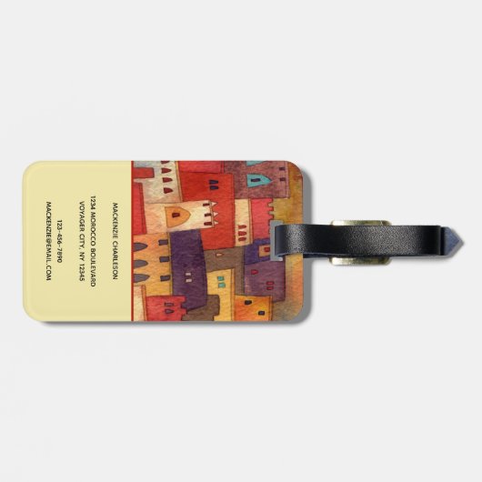 Marokkaanse Waterverf Bagagelabel (Achterkant horizontaal)