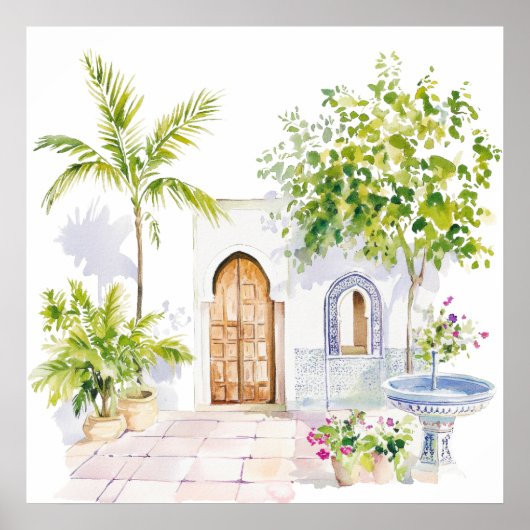 Marokkaanse Waterverf Boho Poster (Voorkant)
