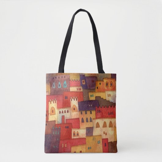 Marokkaanse Waterverf Tote Bag (Voorkant)