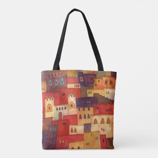Marokkaanse Waterverf Tote Bag (Achterkant)