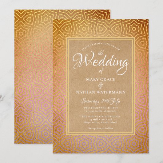 Marokkaanse Woestijn Chic Bruiloft Kaart (Voorkant / Achterkant)