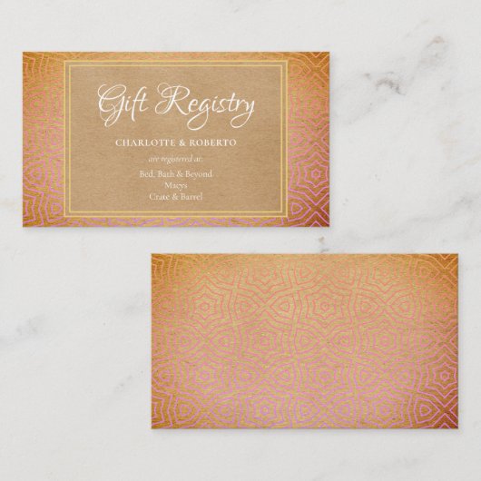 Marokkaanse Woestijn Chic Trouwcadeau Registratie Informatiekaartje (Voorkant / Achterkant)