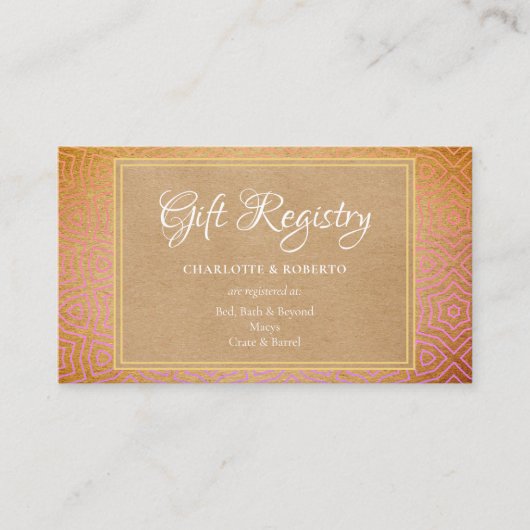 Marokkaanse Woestijn Chic Trouwcadeau Registratie Informatiekaartje (Voorkant)