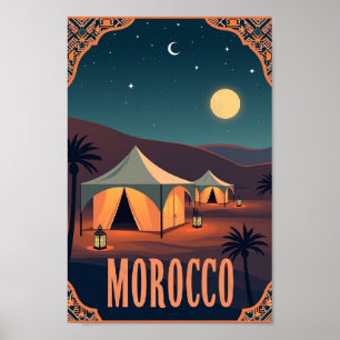 Marokkaanse woestijnachten – Retro lantaarn gloed Poster