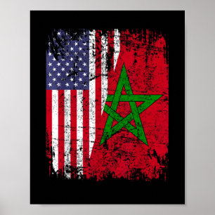 MAROKKAANSE WORTELS Halve Amerikaanse Vlag MAR Poster