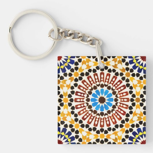Marokkaanse Zellige Harmonie Sleutelhanger (voorkant)