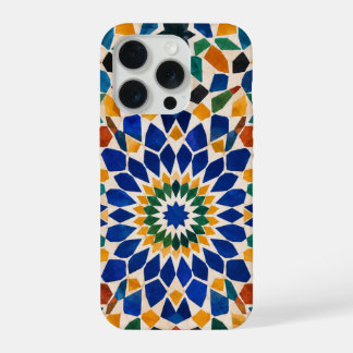 Marokkaanse Zellige Mozaïek Hoesje | Blauw & Oranj iPhone 15 Pro Case