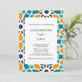 Marokkaanse Zellij bruiloft uitnodiging (Staand voorkant)