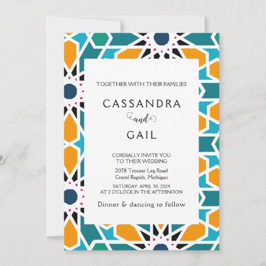 Marokkaanse Zellij-huwelijksuitnodiging Kaart (Voorkant)