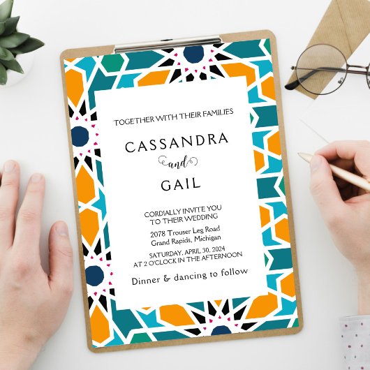 Marokkaanse Zellij-huwelijksuitnodiging Kaart