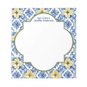 Marokkaanse Zellij Patroon Blauw & Geel Notitieblok (Voorkant)