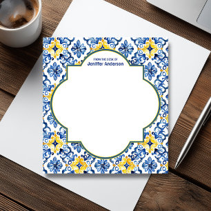 Marokkaanse Zellij Patroon Blauw & Geel Notitieblok