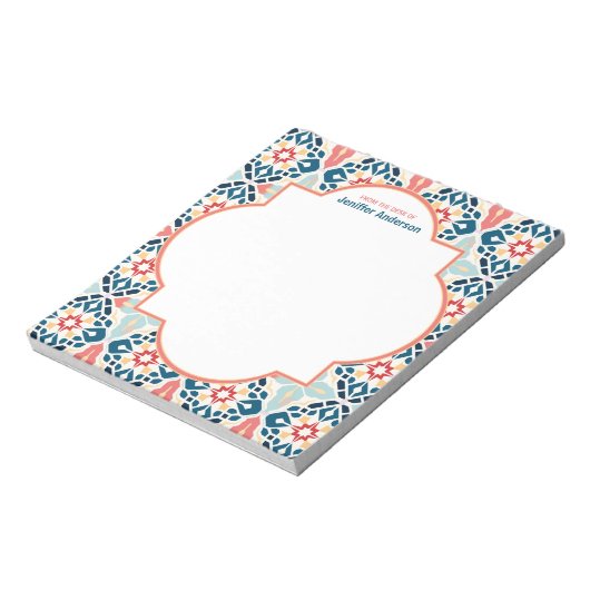 Marokkaanse Zellij Patroon Blauw & Roze Notitieblok (Linkerzijde)