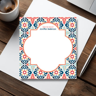 Marokkaanse Zellij Patroon Blauw & Roze Notitieblok