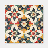 Marokkaanse Zellij Rood Geel en Groen Magneet (Voorkant)